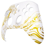 eXtremeRate The Great GOLDEN Wave Off Kanagawa - White Replacement Part Faceplate, Soft Touch Grip Housing Shell Case for Xbox Series S & Xbox Series X Controller Accessories - Controller NOT Included - FX3T189