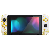 eXtremeRate The Great GOLDEN Wave Off Kanagawa - White Back Plate for Nintendo Switch Console, NS Joycon Handheld Controller Housing with Colorful Buttons, DIY Replacement Shell for Nintendo Switch - QT121