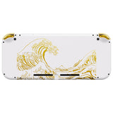 eXtremeRate The Great GOLDEN Wave Off Kanagawa - White Back Plate for Nintendo Switch Console, NS Joycon Handheld Controller Housing with Colorful Buttons, DIY Replacement Shell for Nintendo Switch - QT121