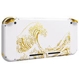 eXtremeRate The Great GOLDEN Wave Off Kanagawa - White Back Plate for Nintendo Switch Console, NS Joycon Handheld Controller Housing with Colorful Buttons, DIY Replacement Shell for Nintendo Switch - QT121