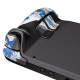 PlayVital Professional Textured Soft Rubber Pads Handle Grips for Steam Deck, Trackpads Skin Grip Enhancement Back Button Protective Stickers Set with Thumb Grip Caps - The Great Wave - FHSDV004