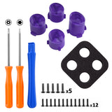 eXtremeRate Three-Purple & Clear ABXY Action Buttons with Classic Symbols for Xbox Series X & S Controller & Xbox One S/X & Xbox One Elite V1/V2 Controller - JDX3M013