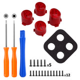 eXtremeRate Three-Carmine Red & Clear ABXY Action Buttons with Classic Symbols for Xbox Series X & S Controller & Xbox One S/X & Xbox One Elite V1/V2 Controller - JDX3M011
