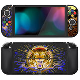 PlayVital ZealProtect Soft Protective Case for Switch OLED, Flexible Protector Joycon Grip Cover for Switch OLED with Thumb Grip Caps & ABXY Direction Button Caps - Tiger Tarot - XSOYV6033