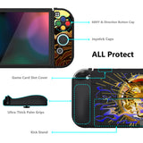 PlayVital ZealProtect Soft Protective Case for Switch OLED, Flexible Protector Joycon Grip Cover for Switch OLED with Thumb Grip Caps & ABXY Direction Button Caps - Tiger Tarot - XSOYV6033
