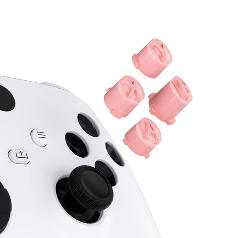 eXtremeRate Three-Carmine Pale Red & Clear ABXY Action Buttons with Classic Symbols for Xbox Series X & S Controller & Xbox One S/X & Xbox One Elite V1/V2 Controller - JDX3M016