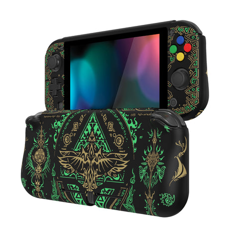 PlayVital ZealProtect Protective Case for Nintendo Switch Lite, Hard Shell Ergonomic Grip Cover for Switch Lite w/Screen Protector & Thumb Grip Caps & Button Caps - Totem of Kingdom - PSLYR002