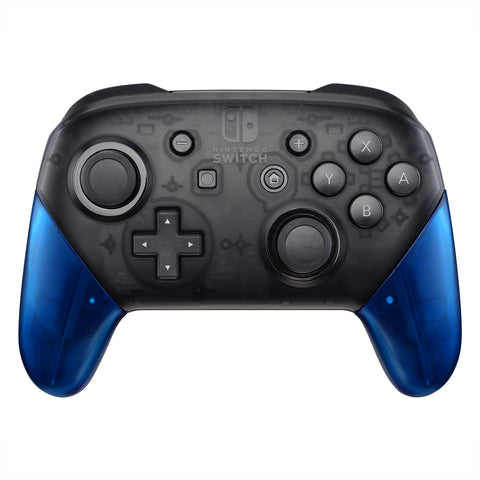 eXtremeRate Transparent Clear Blue Replacement Handle Grips for Nintendo Switch Pro Controller, DIY Hand Grip Shell for Nintendo Switch Pro - Controller NOT Included - GRM503