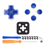 eXtremeRate Two-Tone Blue & Clear Custom Dpad Action Buttons Replacement No Letter Imprint D-pad Face Buttons Compatible with ps5 Controller - JPFG005