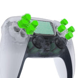 eXtremeRate Two-Tone Green & Clear Custom Dpad Action Buttons Replacement No Letter Imprint D-pad Face Buttons Compatible with ps5 Controller - JPFG007