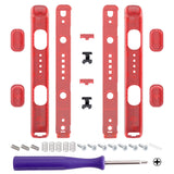 eXtremeRate Clear Red Replacement shell for NS Switch Joycon Strap, Custom Joy-Con Wrist Strap Housing Buttons for NS Switch - 2 Pack - UEM502