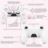 PlayVital Cute Bear Controller Silicone Case for ps5, Kawaii Controller Cover Compatible with Charging Station, Gamepad Skin Protector for ps5 with Touch Pad Sticker & Thumb Grips - White & Pink - UYBPFP003