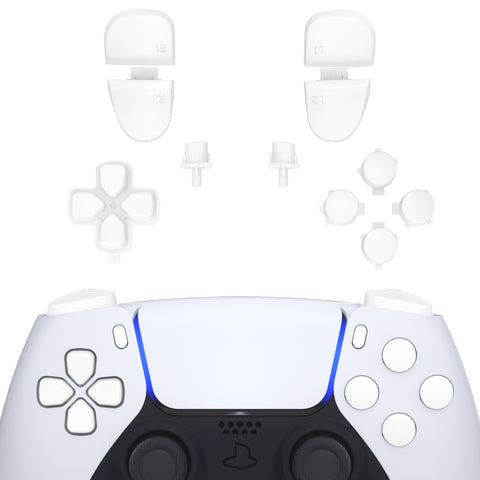 eXtremeRate Replacement D-pad R1 L1 R2 L2 Triggers Share Options Face Buttons, White Full Set Buttons Compatible with ps5 Controller BDM-030/040 - Controller NOT Included - JPF1008G3