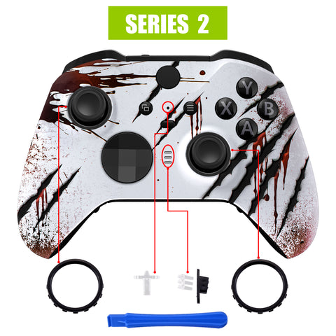 eXtremeRate Wild Attack Faceplate Cover, Soft Touch Front Housing Shell Case Replacement Kit for Xbox One Elite Series 2 Controller Model 1797 - Thumbstick Accent Rings Included - ELT148