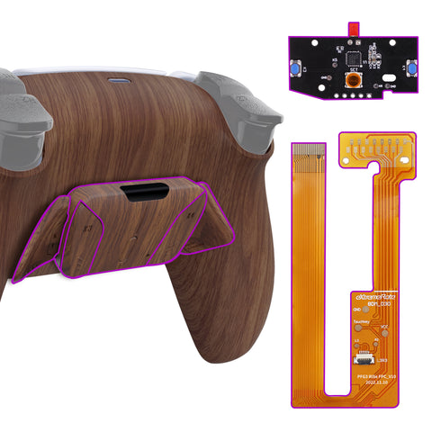 eXtremeRate Wood Grain Remappable RISE 4.0 Remap Kit for ps5 Controller BDM-030, Upgrade Board & Redesigned Back Shell & 4 Back Buttons for ps5 Controller - Controller NOT Included - YPFS2001G3