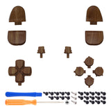 eXtremeRate Replacement D-pad R1 L1 R2 L2 Triggers Share Options Face Buttons, Wood Grain Full Set Buttons Compatible with ps5 Controller BDM-030/040/050 - Controller NOT Included - JPF9001G3