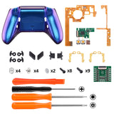 eXtremeRate Lofty Remappable Remap & Trigger Stop Kit, Redesigned Back Shell & Side Rails & Back Buttons & Trigger Lock for Xbox One S X Controller 1708 - Chameleon Purple Blue - X1RM005