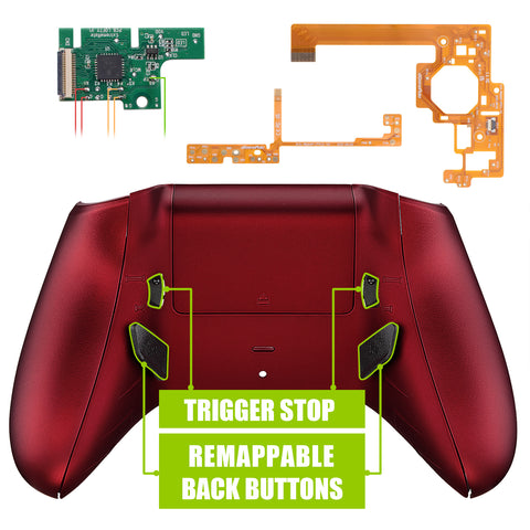 eXtremeRate Soft Touch Scarlet Red Lofty Remappable Remap & Trigger Stop Kit, Redesigned Back Shell & Side Rails & Back Buttons & Trigger Lock for Xbox One S X Controller 1708 - X1RM010