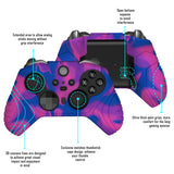 PlayVital Samurai Edition Anti Slip Silicone Case Cover for Xbox Elite Wireless Controller Series 2, Ergonomic Soft Rubber Skin Protector for Xbox Elite Series 2 with Thumb Grip Caps - Pink & Purple & Blue - XBE2M006