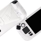 PlayVital Armor Series Protective Case for Steam Deck, Soft Cover Silicone Protector for Steam Deck with Back Button Enhancement Designed & Thumb Grips Caps - White - XFSDP002