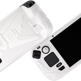 PlayVital Armor Series Protective Case for Steam Deck LCD, Soft Cover Silicone Protector for Steam Deck with Back Button Enhancement Designed & Thumb Grips Caps - White - XFSDP002
