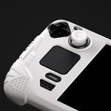 PlayVital Armor Series Protective Case for Steam Deck LCD, Soft Cover Silicone Protector for Steam Deck with Back Button Enhancement Designed & Thumb Grips Caps - White - XFSDP002