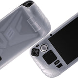 PlayVital Armor Series Protective Case for Steam Deck, Soft Cover Silicone Protector for Steam Deck with Back Button Enhancement Designed & Thumb Grips Caps - Clear White - XFSDP003