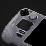 PlayVital Armor Series Protective Case for Steam Deck, Soft Cover Silicone Protector for Steam Deck with Back Button Enhancement Designed & Thumb Grips Caps - Clear White - XFSDP003