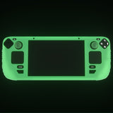 PlayVital Armor Series Protective Case for Steam Deck, Soft Cover Silicone Protector for Steam Deck with Back Button Enhancement Designed & Thumb Grips Caps - Glow in Dark - Green - XFSDP004