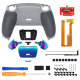 eXtremeRate Rainbow Aura Blue & Purple Real Metal Buttons (RMB) Version RISE Remap Kit for PS5 Controller BDM-030/040/050 - Rubberized New Hope Gray & Classic Gray - XPFJ7013G3