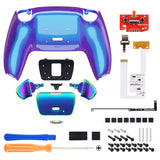 eXtremeRate Rainbow Aura Blue & Purple Real Metal Buttons (RMB) Version RISE V3 Remap Kit for PS5 Controller BDM-030/040/050 - Chameleon Purple Blue - XPFJ7014G4