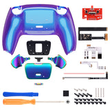 eXtremeRate Rainbow Aura Blue & Purple Real Metal Buttons (RMB) Version RISE 2.0 Remap Kit for PS5 Controller BDM-010/020 - Chameleon Purple Blue - XPFJ7014