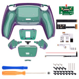 eXtremeRate Chameleon Green Purple Back Paddles Remappable Rise 2.0 Remap Kit for PS5 Controller BDM-010/020, Upgrade Board & Redesigned Back Shell & Back Buttons Attachment for PS5 Controller - Controller NOT Included - XPFP3002G2