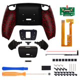 eXtremeRate Textured Red Back Paddles Remappable RISE Remap Kit for PS5 Controller BDM-030/040, Upgrade Board & Redesigned Back Shell & Back Buttons Attachment for PS5 Controller - Controller NOT Included - XPFP3042G3