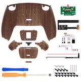 eXtremeRate Wood Grain Back Paddles Remappable Rise 2.0 Remap Kit for PS5 Controller BDM-010/020, Upgrade Board & Redesigned Back Shell & Back Buttons Attachment for PS5 Controller - Controller NOT Included - XPFS2001G2