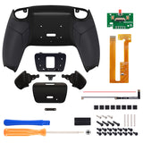 eXtremeRate Black Rubberized Grip Remappable RISE Remap Kit for PS5 Controller BDM-030/040, Upgrade Board & Redesigned Black Back Shell & Back Buttons for PS5 Controller - Controller NOT Included - XPFU6001G3
