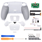 eXtremeRate White Rubberized Grip Back Paddles Remappable Rise 2.0 Remap Kit for PS5 Controller, Upgrade Board & Redesigned Back Shell & Back Buttons Attachment for PS5 Controller - Controller NOT Included - XPFU6002