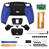 eXtremeRate Rubberized Blue Grip Remappable RISE Remap Kit for PS5 Controller BDM-030/040,, Upgrade Board & Redesigned Black Back Shell & Back Buttons for PS5 Controller - Controller NOT Included - XPFU6003G3