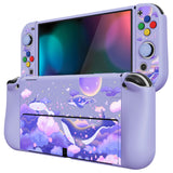PlayVital ZealProtect Soft Protective Case for Switch OLED, Flexible Protector Joycon Grip Cover for Switch OLED with Thumb Grip Caps & ABXY Direction Button Caps - Whale in Dream - XSOYV6025