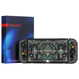 PlayVital ZealProtect Soft Protective Case for Switch OLED, Flexible Protector Joycon Grip Cover for Switch OLED with Thumb Grip Caps & ABXY Direction Button Caps - Totem of Kingdom - XSOYV6028