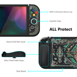 PlayVital ZealProtect Soft Protective Case for Switch OLED, Flexible Protector Joycon Grip Cover for Switch OLED with Thumb Grip Caps & ABXY Direction Button Caps - Totem of Kingdom - XSOYV6028