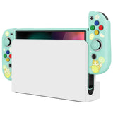 PlayVital ZealProtect Soft Protective Case for Switch OLED, Flexible Protector Joycon Grip Cover for Switch OLED with Thumb Grip Caps & ABXY Direction Button Caps - Lemonade Kitty - XSOYV6037