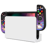 PlayVital ZealProtect Soft Protective Case for Switch OLED, Flexible Protector Joycon Grip Cover for Switch OLED with Thumb Grip Caps & ABXY Direction Button Caps - Dancing Notes - XSOYV6040