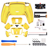 eXtremeRate Chrome Gold Remappable RISE4 Remap Kit for ps5 Controller BDM 010 & BDM 020, Upgrade Board & Redesigned Back Shell & 4 Back Buttons for ps5 Controller - Controller NOT Included - YPFD4001