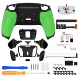 eXtremeRate Black Real Metal Buttons (RMB) Version RISE4 Remap Kit for PS5 Controller BDM-010/020 - Rubberized Green - YPFJ7003