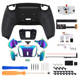 eXtremeRate Rainbow Aura Blue & Purple Real Metal Buttons (RMB) Version RISE4 Remap Kit for PS5 Controller BDM-010/020 - Rubberized Black - YPFJ7011
