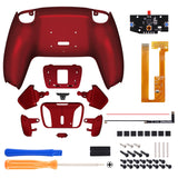eXtremeRate Scarlet Red Remappable RISE4 Remap Kit for ps5 Controller BDM-030/040, Upgrade Board & Redesigned Back Shell & 4 Back Buttons for ps5 Controller - Controller NOT Included - YPFP3007G3