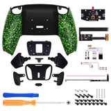 eXtremeRate Textured Green Remappable RISE4 Remap Kit for PS5 Controller BDM 010 & BDM 020, Upgrade Board & Redesigned Back Shell & 4 Back Buttons for PS5 Controller - Controller NOT Included - YPFP3010