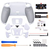 eXtremeRate White Rubberized Grip Remappable RISE4 Remap Kit for PS5 Controller BDM 010 & BDM 020, Upgrade Board & Redesigned Back Shell & 4 Back Buttons for PS5 Controller - Controller NOT Included - YPFU6002