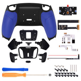 eXtremeRate Blue Rubberized Grip Remappable RISE4 Remap Kit for PS5 Controller BDM 010 & BDM 020, Upgrade Board & Redesigned Back Shell & 4 Back Buttons for PS5 Controller - Controller NOT Included - YPFU6003